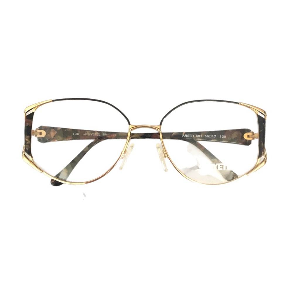 Eyetel Eyeglasses Anette 401 Gold Brown Ladies Metal Plastic 56-17 130 Italy NOS